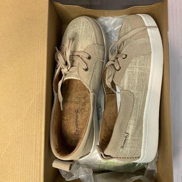 BearPaw Gold and Tan Canvas Shoes NWT - Picture 2 of 2